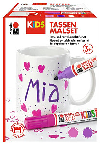 Marabu KiDS Porcelain & Glas Painter - 2x popisovač + hrnek pro holky
