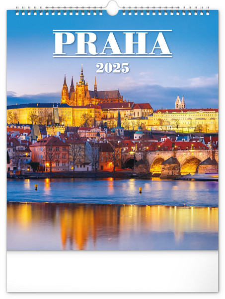 Kalendář 2025 nástěnný: Praha, 30 × 34 cm